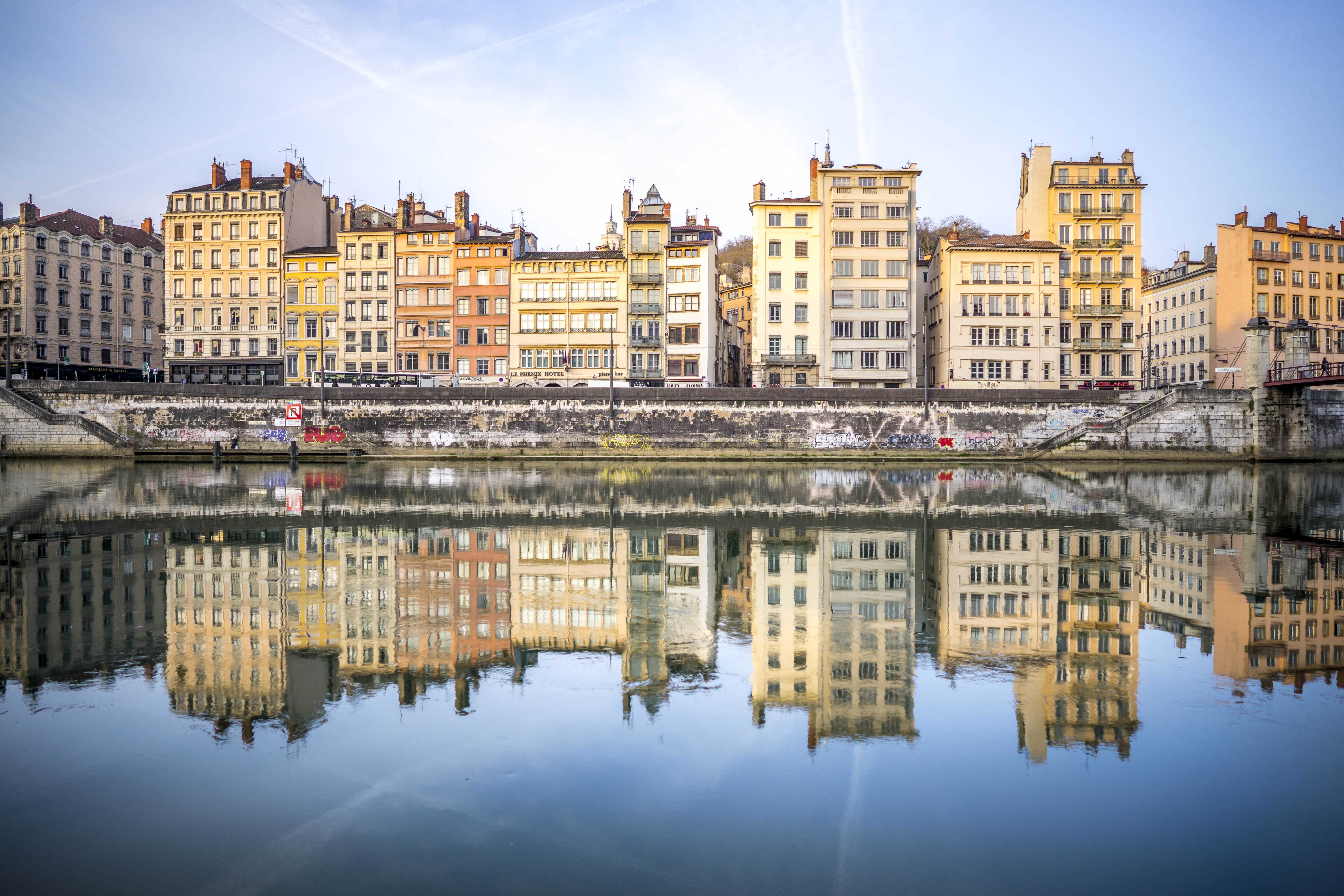 Lyon, France - Saint-Paul reflecting in the Saône river